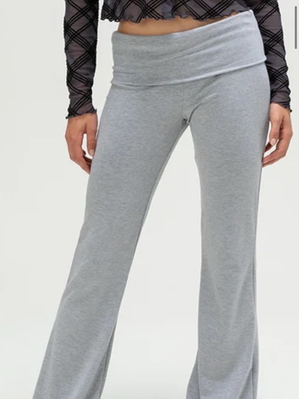 Pull and Bear Gray Fold-Over Waist Leggings
